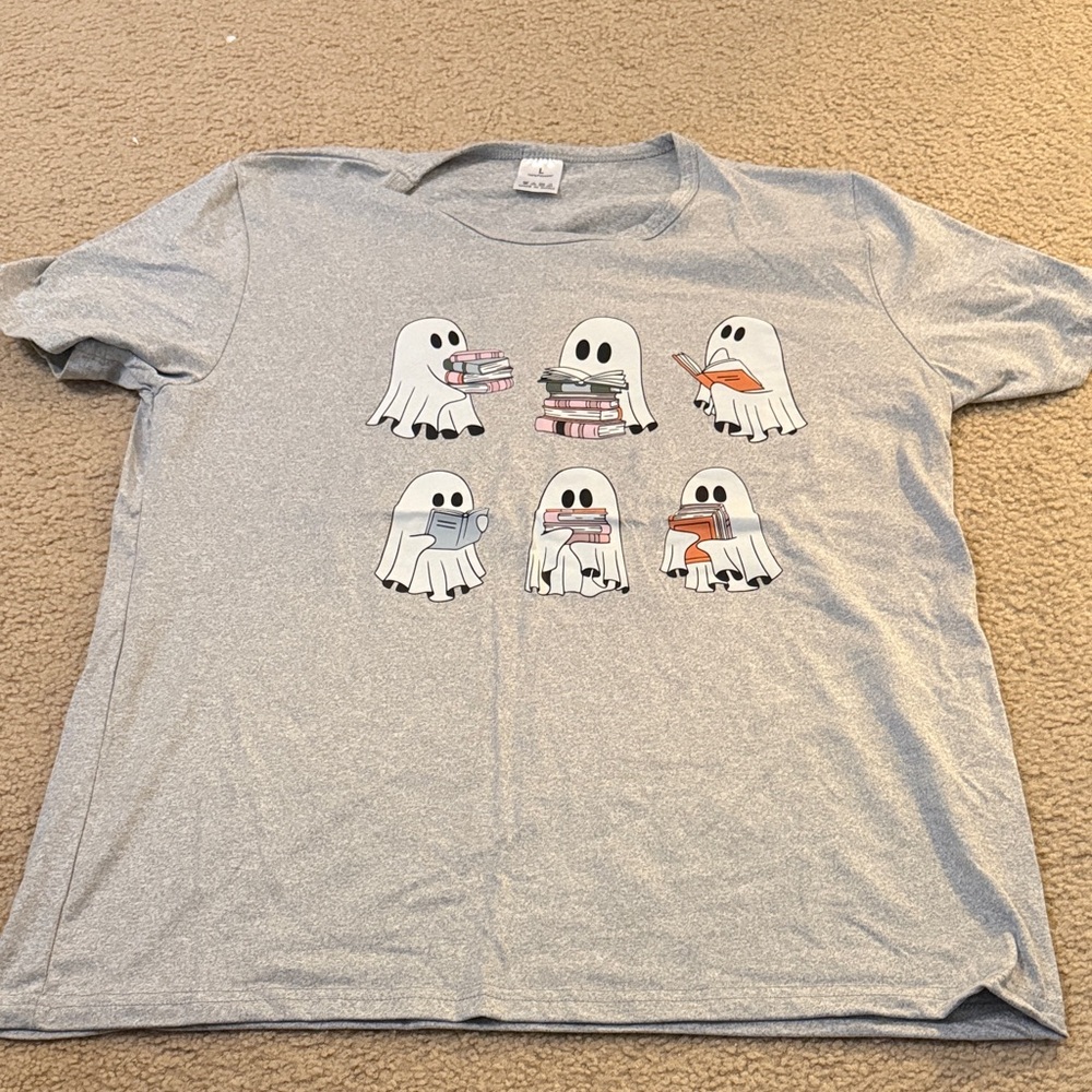 Gray Ghost Print Kids Shirt